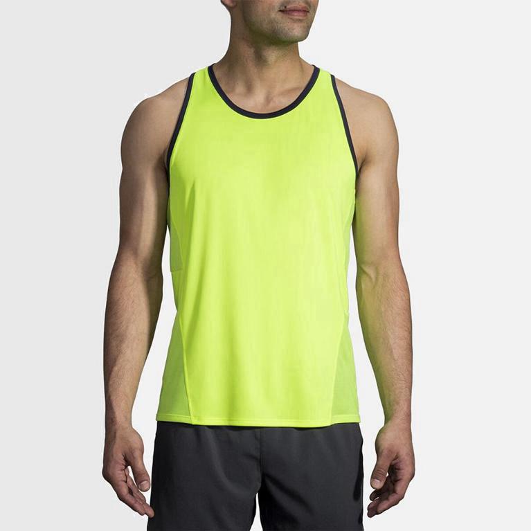 Brooks Stealth Israel - Men's Running Tank Top - Yellow (65742-USZW)